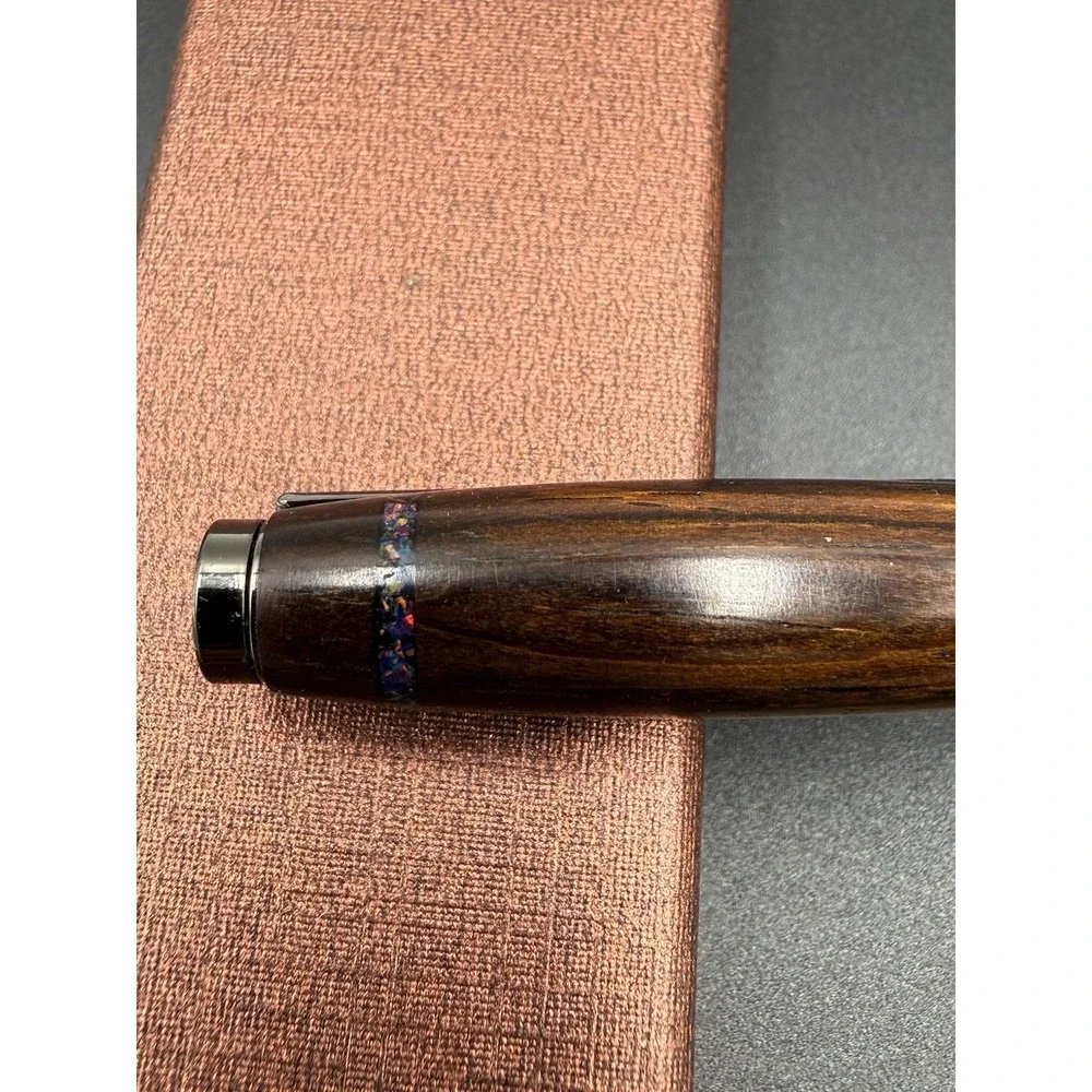 Slimline Pen, Individual Design. Hand-made Twist Pen Cocobolo Wood W/Opal Inlay